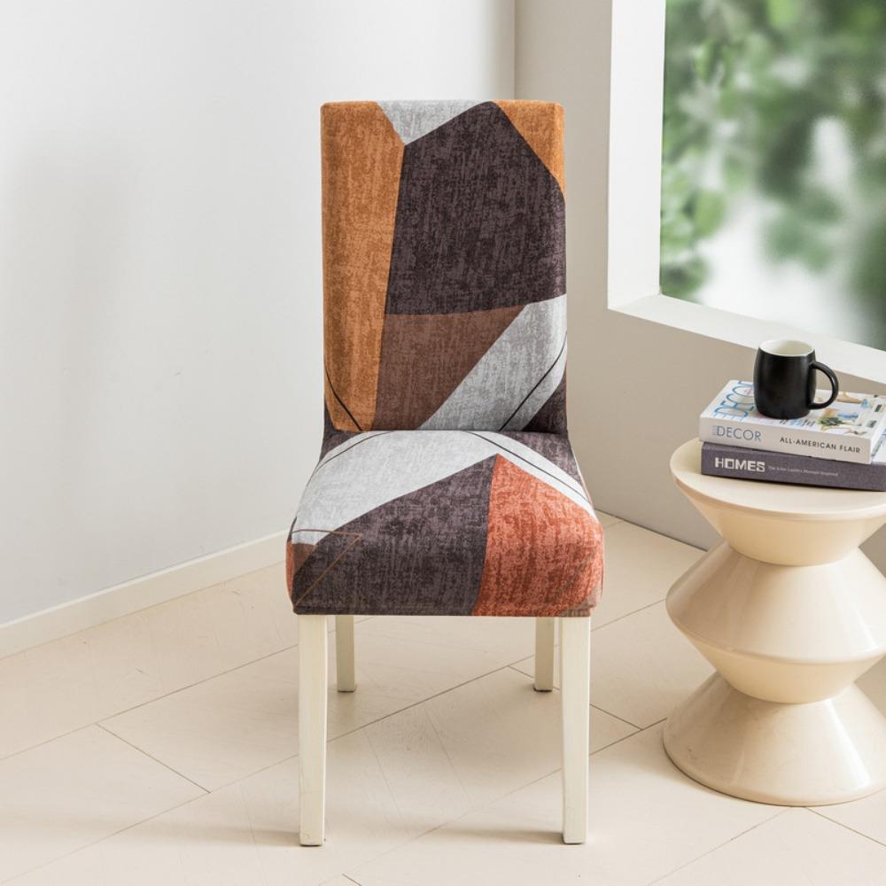 

Milk Silk Elastic Solid Color Printed Chair Cover Simple Outdoor Anti Dirty Dining Living Room Stretchable 1pcs