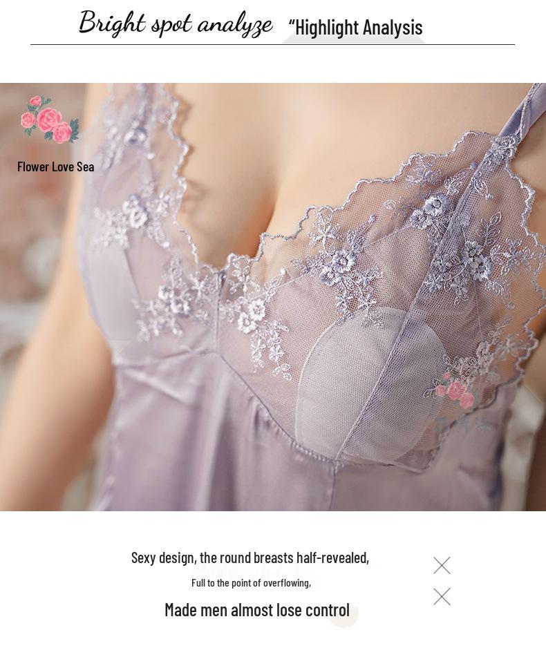 Satin Solid Color Camisole Nightdress with Push-Up Pads: Floral Design, Sexy & Comfortable Loungewear (Hot Seller)