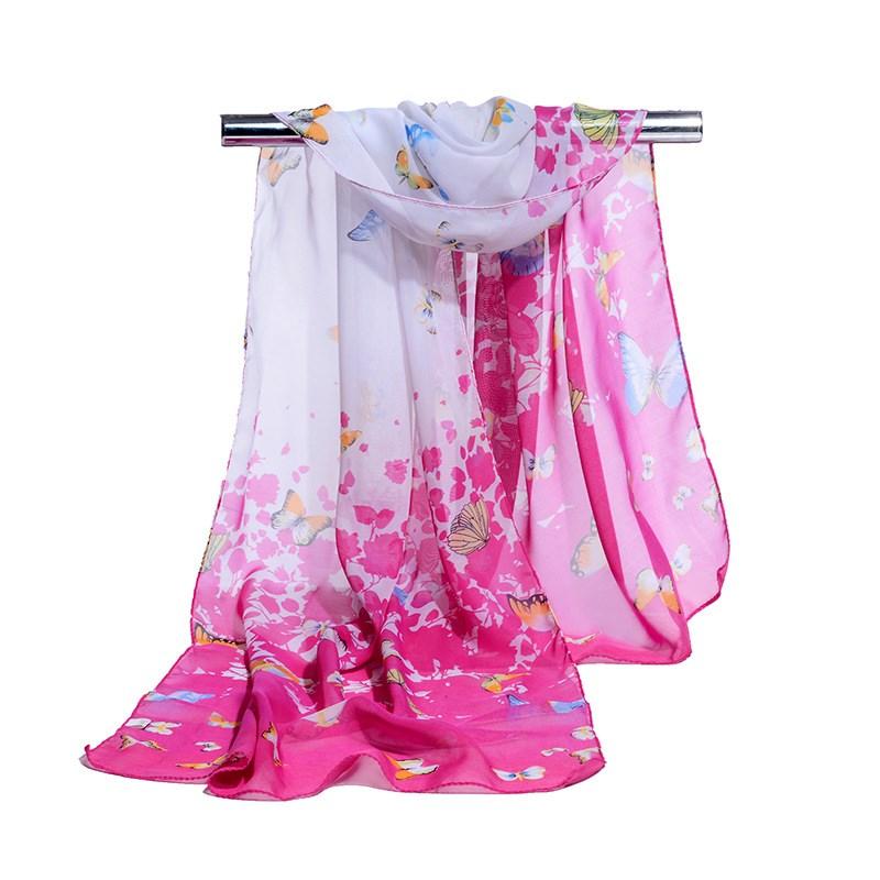 160*50cm Chiffon Fashion Scarf - Striped Floral Print Shawl For Sun Protection And Holiday Gifts