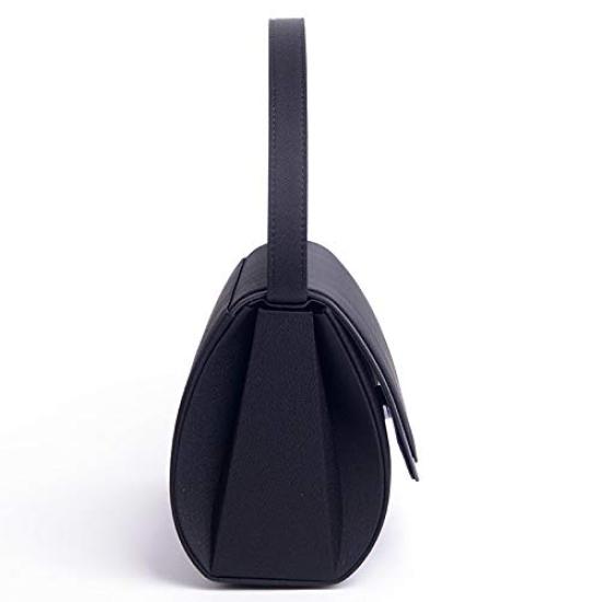 Aurora Black Formal Bag, Made in Japan, Round Asymmetrical Design, Water-Repellent, Large, Black, Suitable for Both Celebrations and Condolences,