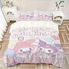 3pcs My Melody & Kuromi's Party Bedding Set, Including 1 Quilt Cover and 2 Pillow Shams, Without Filling, Soft and Comfortable Home Bedroom