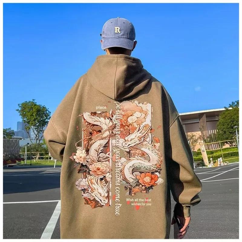 250g Dickes Kapuzensweatshirt Herren Frühling Herbst Locker Geschnitten Trendmarke Freizeitkleidung Leicht Ideal für Sommer