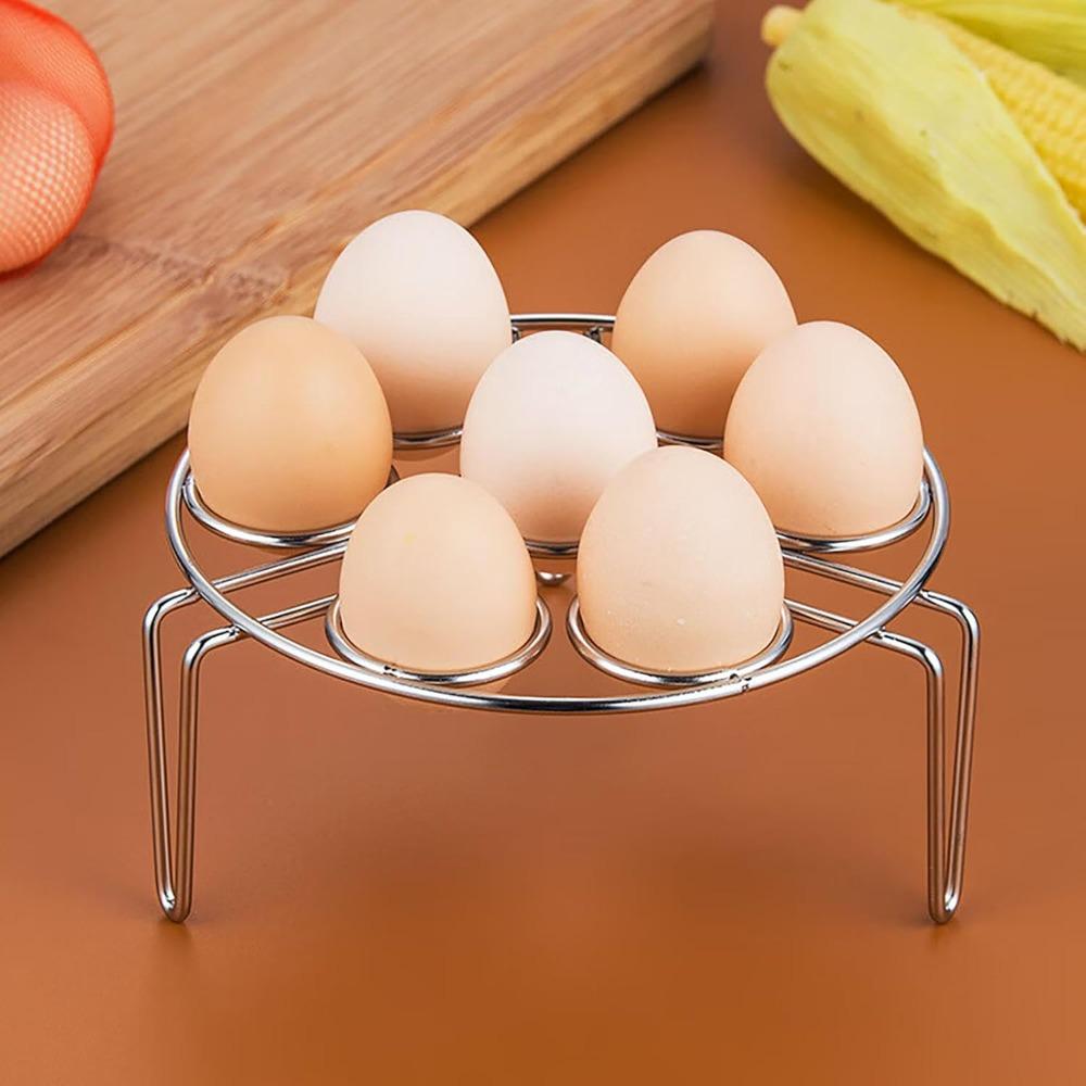 1 Piece Steamed Egg Rack, 6.2inch 7 Hole Round Food grade Stainless Steel Steamer for Steaming, Cooling and Baking Food