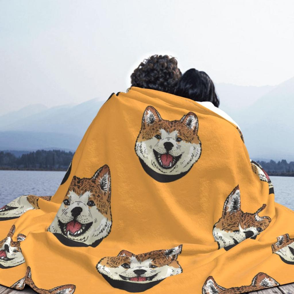 Akita Inu Dog Blanket Cover Gift for Animal Dog Lover Flannel Throw Blankets Bedroom Sofa Personalised Soft Warm Bedspread