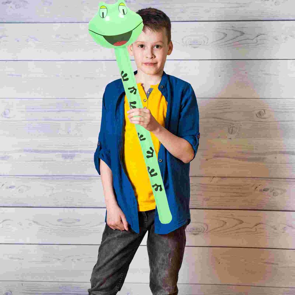 2Pcs Inflatable Animal Head Toys Jungle Balloon Sticks Blow Up Giraffe Frog Hammer Toy Balloons Accessories Child Play Party Fun