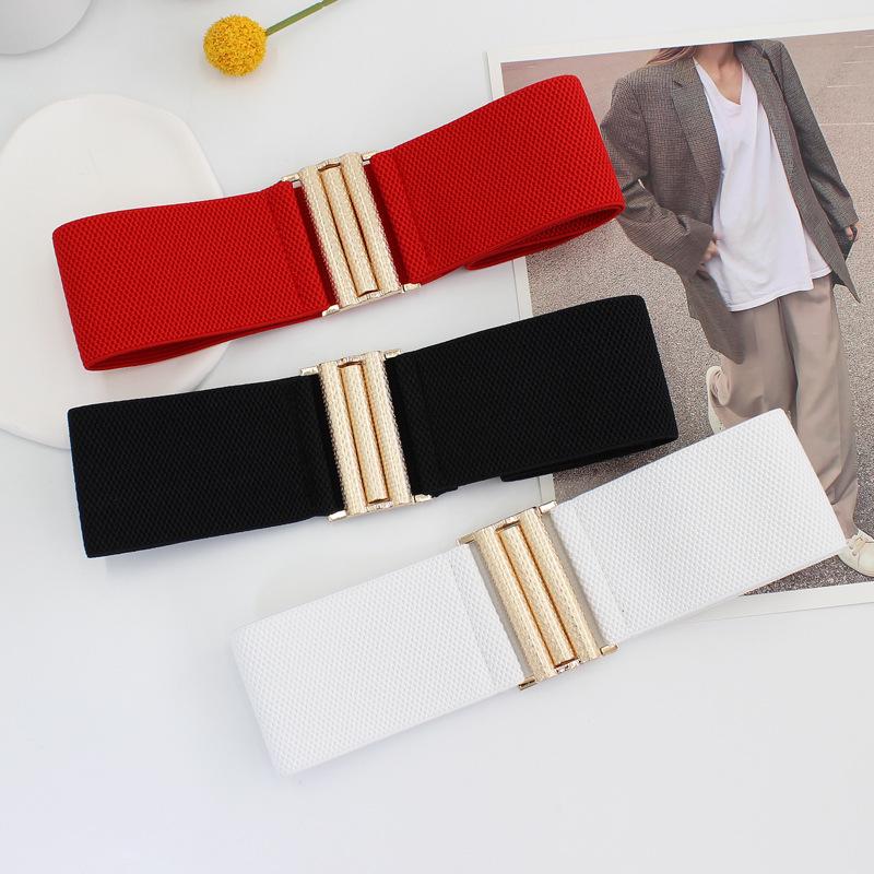 Buckle Elastic Wide Belt Women'S Waist Decorative Dress With Coat Jacket Elastic Waist Seal Three Sizes