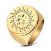 European & American 22MM Sun Moon Spliced Stainless Steel Plain Finger Ring