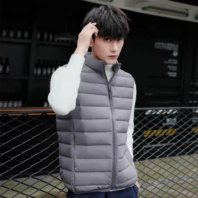2024 Men's Lightweight Down Vest - Casual Sleeveless, Short Stand Collar, Plus Size Autumn/Winter Outerwear