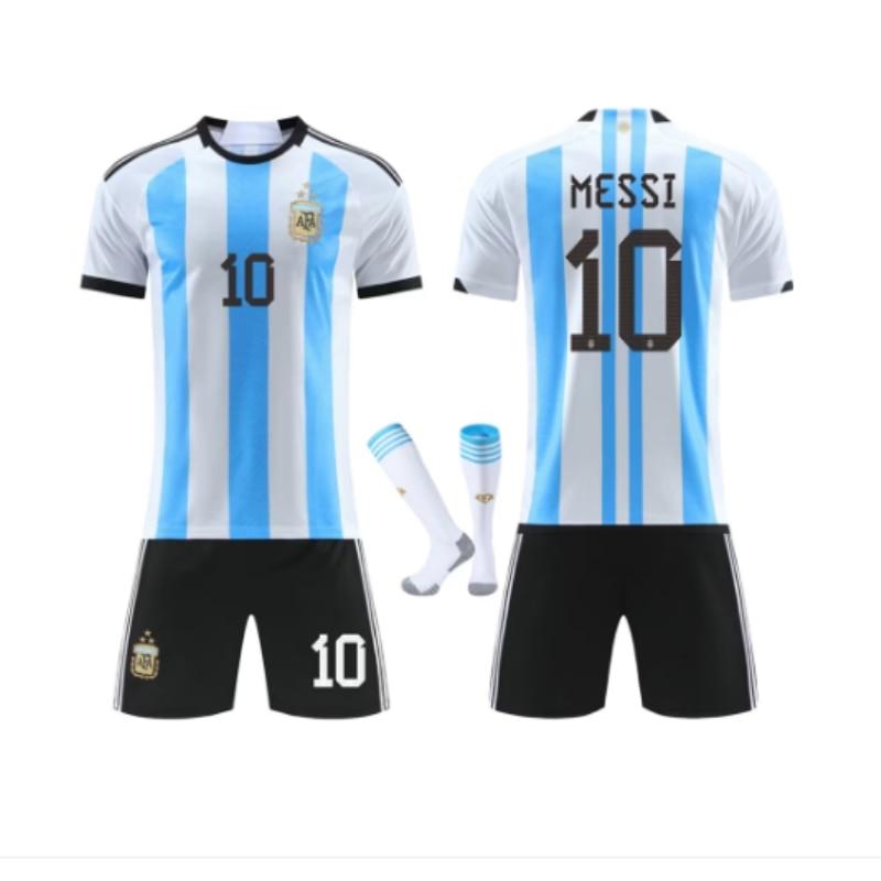 Kids Sportswear ANUTETOUNI® Argentina Messi Football Jersey Set #10 Polyester White/Blue