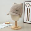 Winter Cat Ear Hat for Women with Plush Velvet Thickened Cold Proof Wool Hat Warm Ear Protection Knitted Casual Versatile Baseball Cap