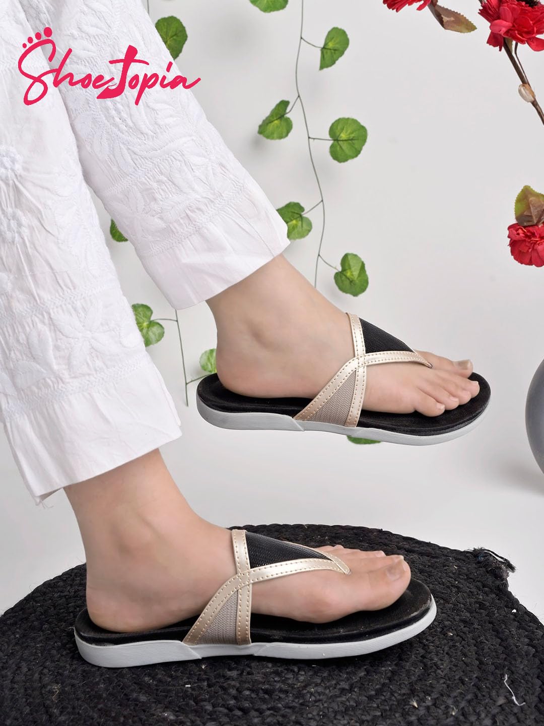 Shoetopia Women S Flat-3232 Flat Sandal-7 Kids Uk (Flat-3232-Black)-Eu40 7 UK чёрный
