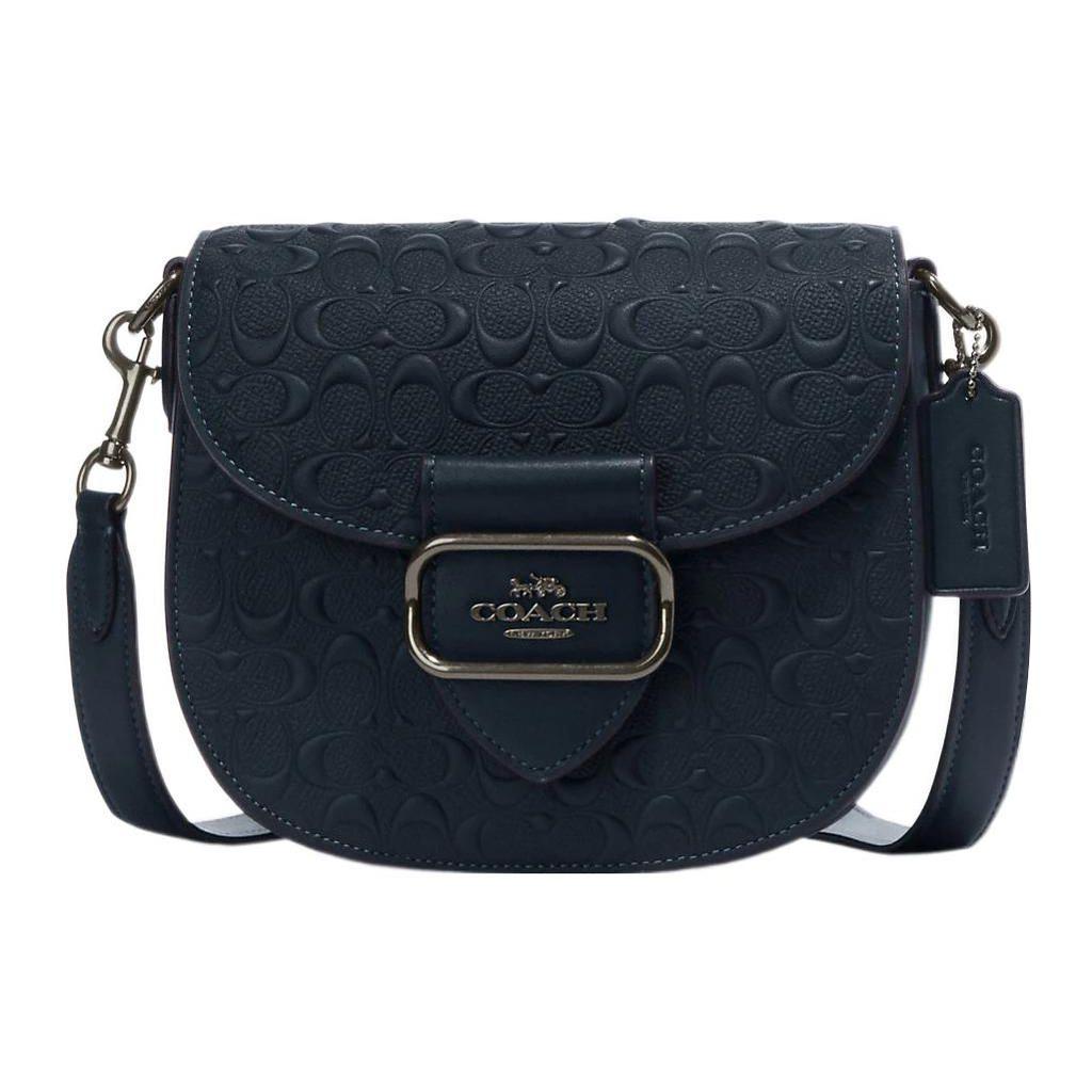 Coach Morgan 20 Classic Buckle Closure Leather Saddle Bag Women Shoulder Bag Midnight-Navy CF318-QBBHP
