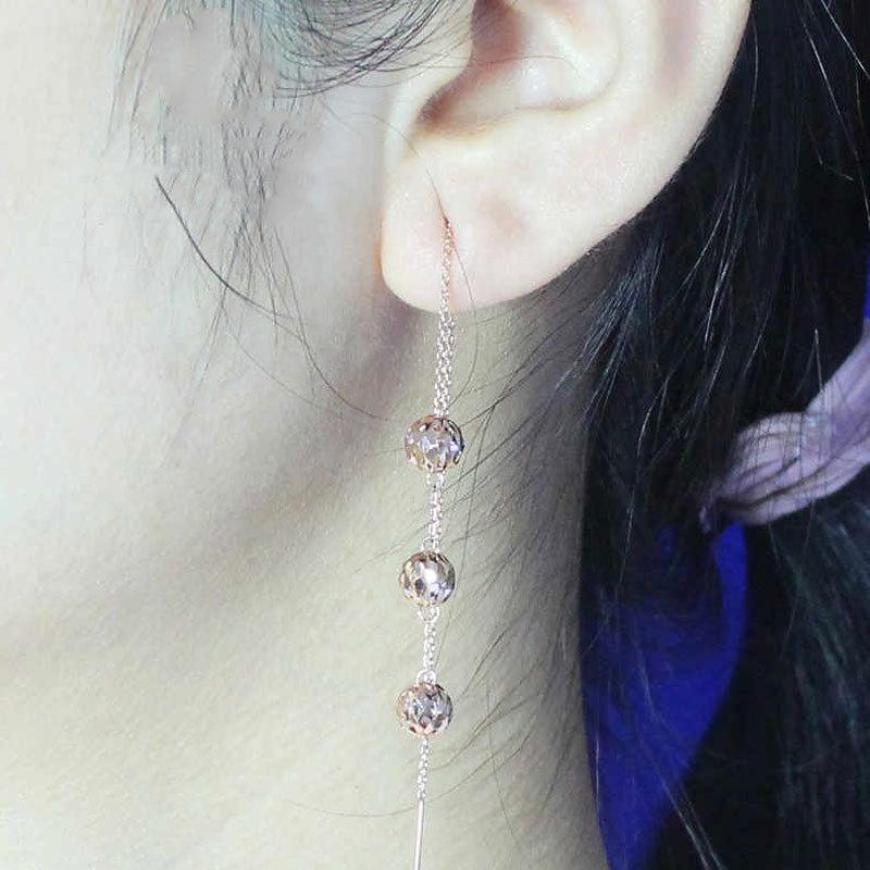 Color Gold Hollow Ball Earphone Women'S Purple Gold High-End Temperament Rose Gold-Plated Earphone