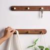 1pc Solid Wood Brass Coat Hook, Black Walnut Wood Coat Hanger, Clothing Hooks,Wall Mounted Storage Rack Drilling Installation