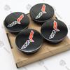 4PCS Wheel Center Rim Hub Caps Gloss Black Cross Flag 68mm For Corvette C7 C6