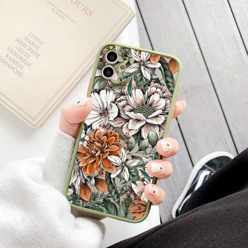 Luxury Camellia Flowers Phone Case For iPhone X XS XR 15 14 Plus 13 12 11 Pro Max Mini 7 8 Plus SE Fashion Shockproof Back Cover