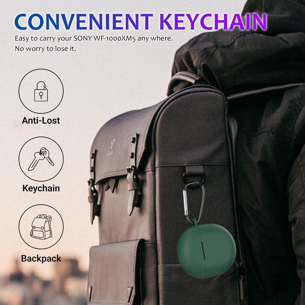 For Google Pixel Buds 2a Soft Silicone Case Scratch Resistant Earphone Cover with Carabiner