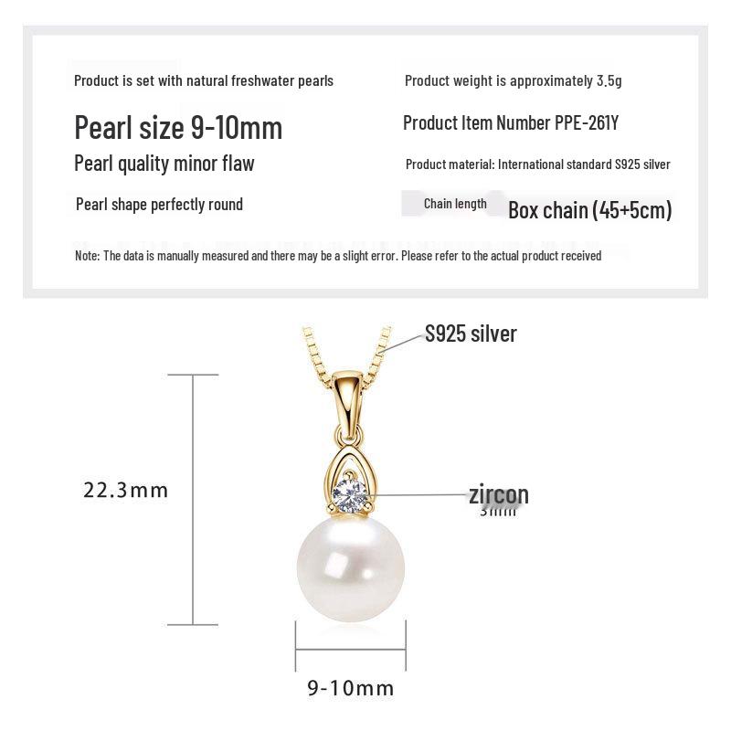 Freshwater Pearl & Diamond-Set Silver Pendant Necklace for Women