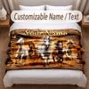 Coperta Morbida a Tema Cavallo Personalizzata con Nome Testo Stampato Coperta Calda Decorazione Divano Casa Camera da Letto