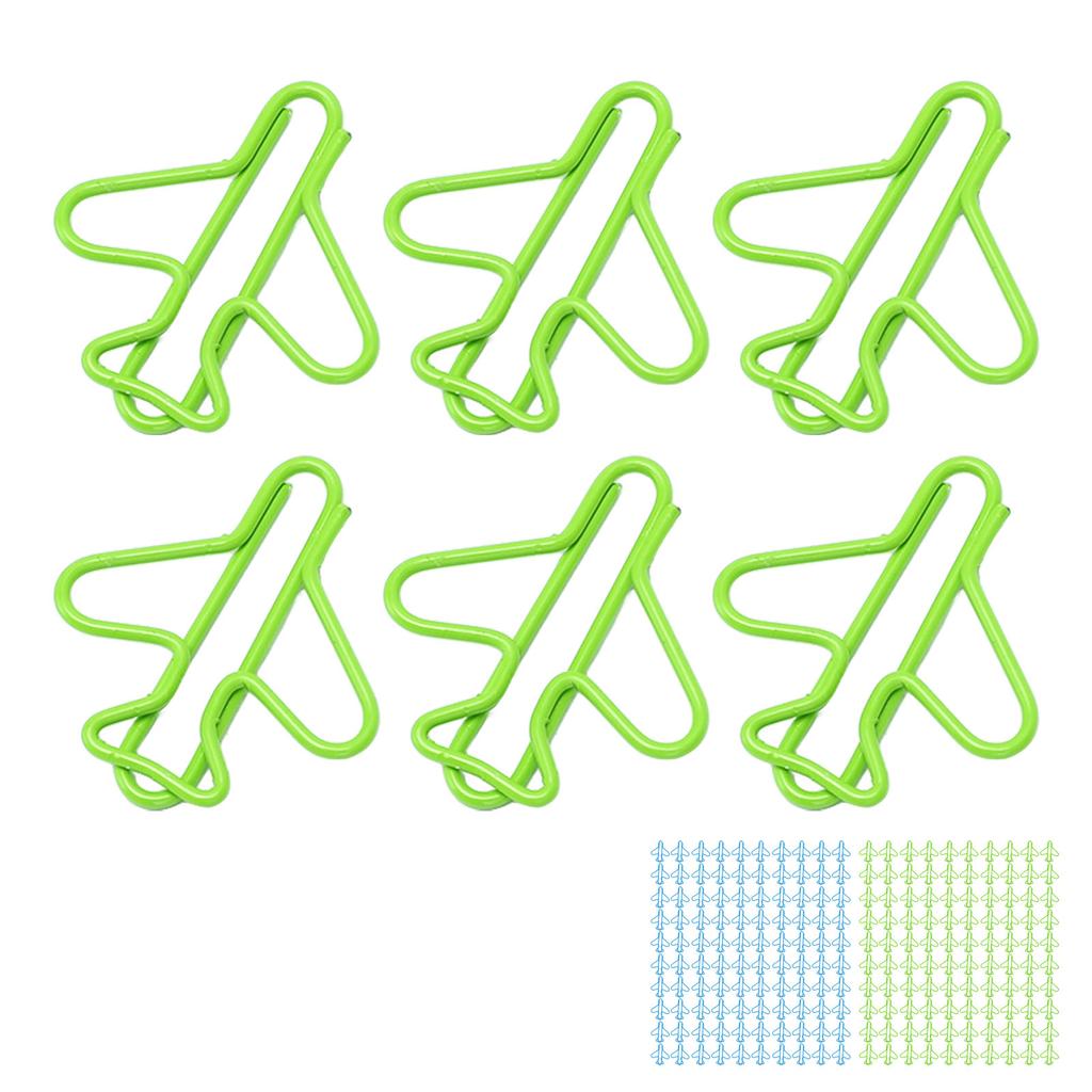 100Pcs Cute Paper Clips Plane Shape Design Covered Wire Bright Color Fancy Paperclips for Scrapbook