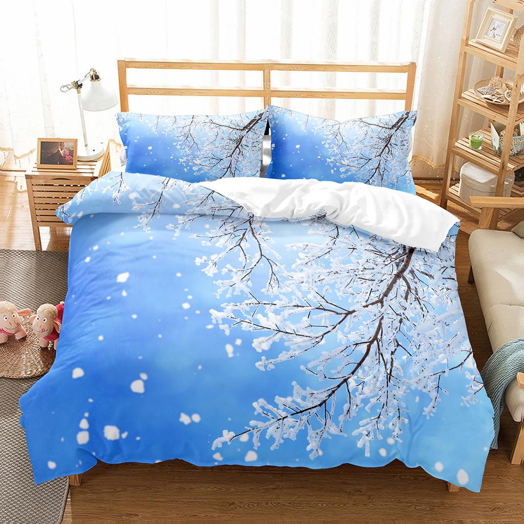 Sada povlaku na přikrývku Snowflake Zimní téma Polyesterový povlak na přikrývku Velikost Twin Full Pro Děti Dospívající Dospělé Dekorace do ložnice Ložní souprava