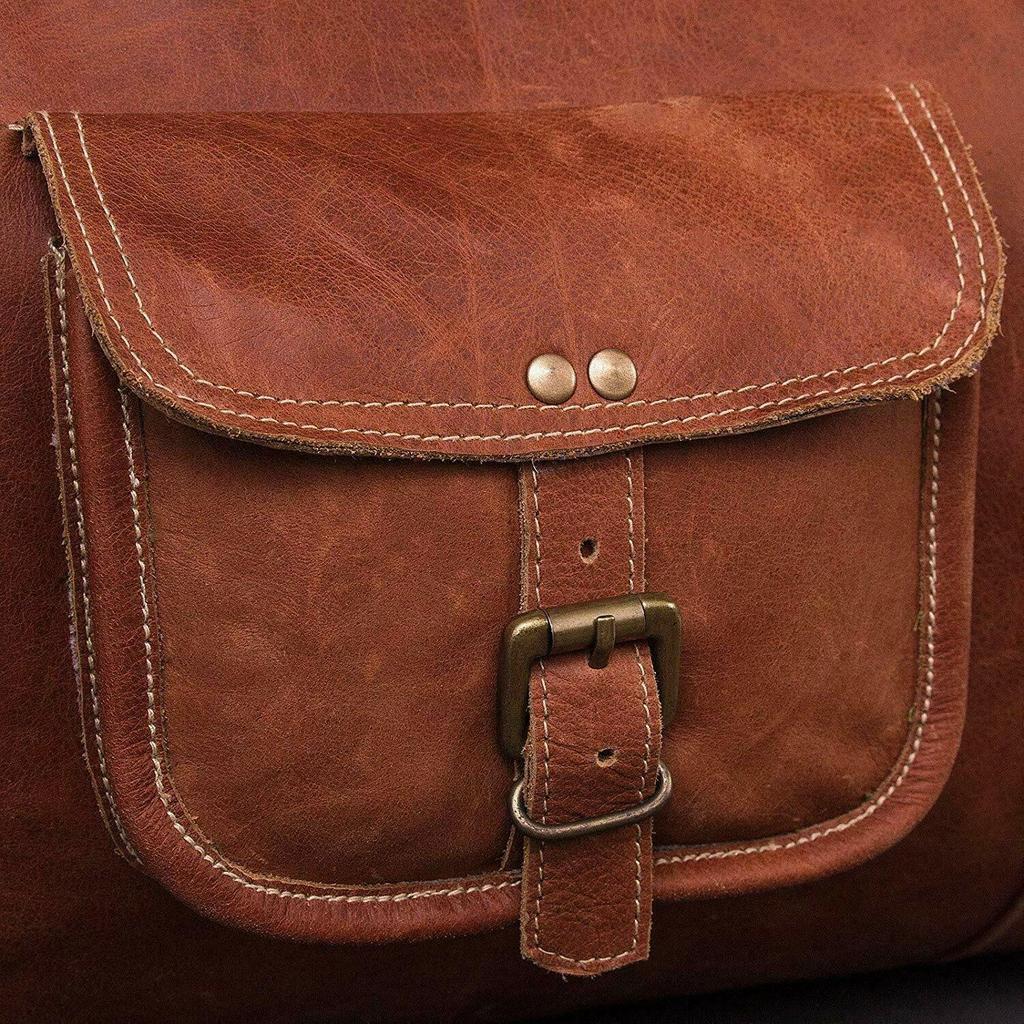 24" Goat Leather Men Travel Bag Gym Luggage Genuine Vintage Brown S Duffel New