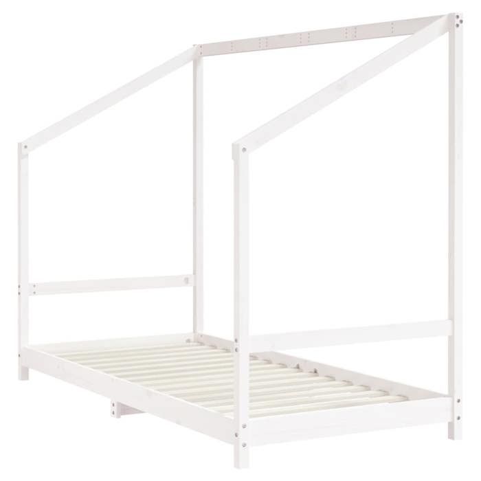 VidaXL Cadre de Lit pour Enfants, Lit Simple avec Sommier à Lattes, Meuble de Chambre à Coucher, Moderne, Blanc 90x190 cm 835713