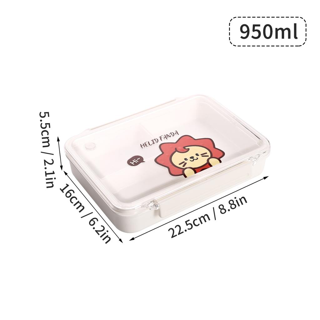 WORTHBUY Leak Proof Lunch Box Portable Food Container Microwavable Detachable Compartment Bento Box Plastic Transparent Food Box
