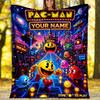 Custom Name Pac-Man Vibrant Maze. Flannel Fleece Blanket Cozy Warm Throw Blanket For Couch Bed Travel All Season Use