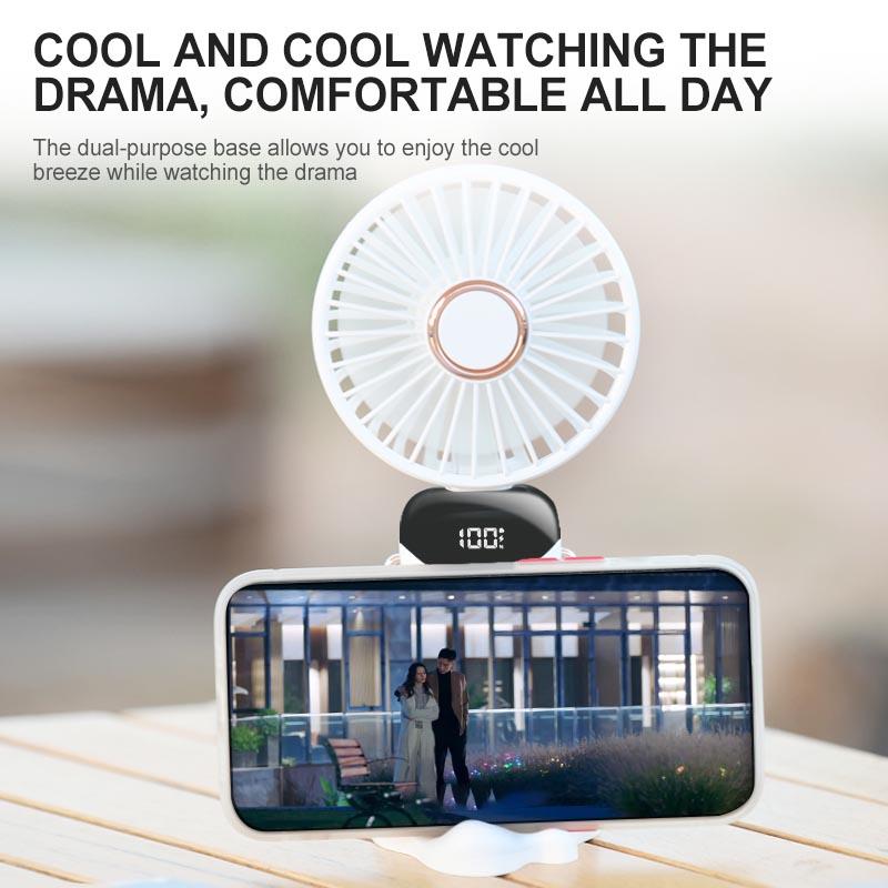 2026 New 1800mAh Portable Fan Rechargeable 90° Foldable Fan Mini Air Conditioner Small Fan Air Cooler with LED Digital Display
