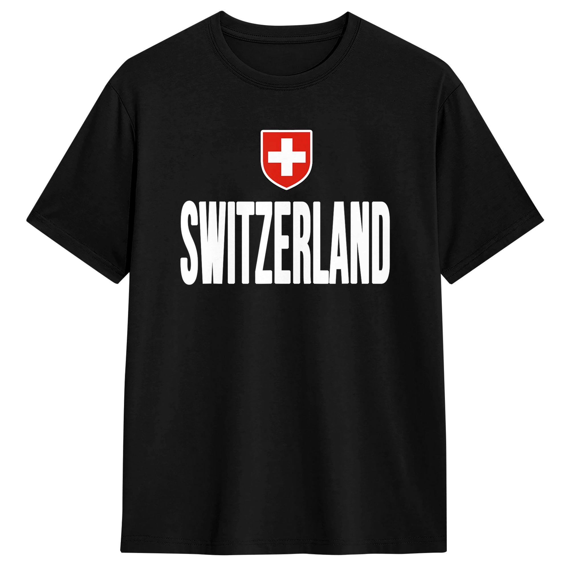 

Swiss Flag Switzerland Souvenir Schweiz T-Shirts Men Casual Pure Cotton Tees Crew Neck Short Sleeve T Shirt Printed Tops S разноцветный