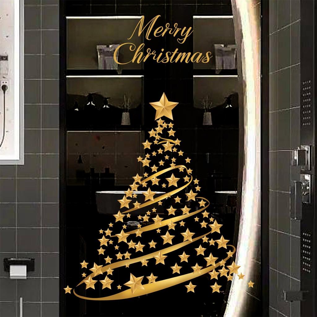 Christmas Stickers Shopping Mall Window Stickers Children's Room Stickers Wall Stickers Set Christmas Decoration\15.7in