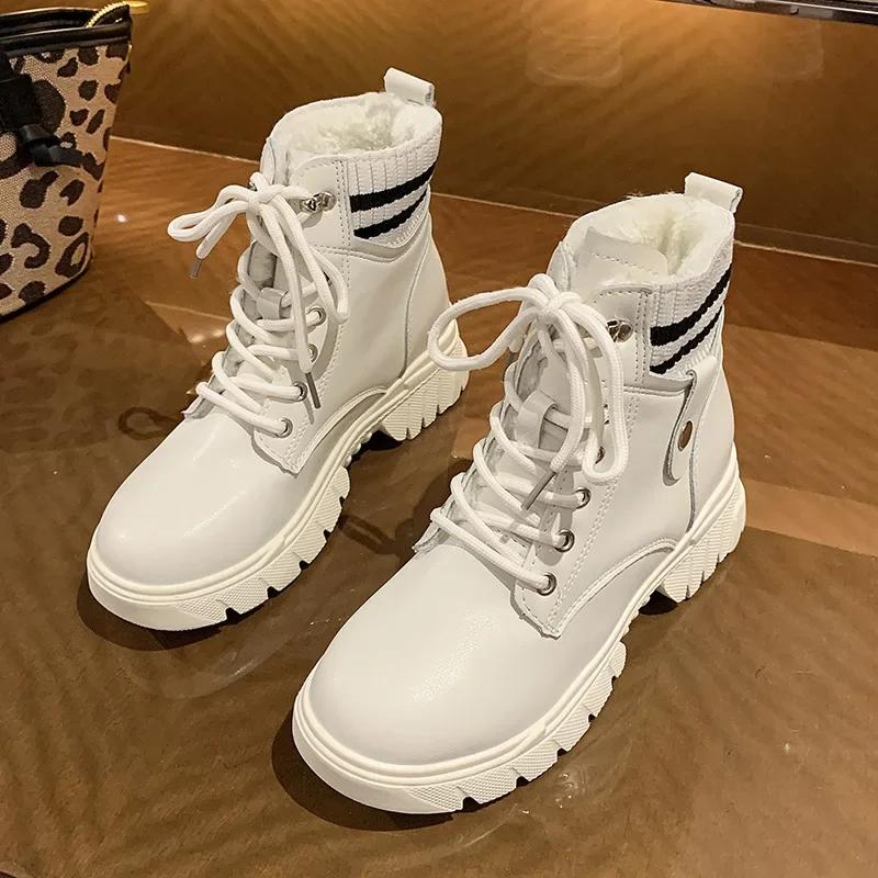 Fashion Snow Cotton Boots Women's 2025 New Casual Versatile Autumn and Winter Cotton Shoes Velvet Warm Thickened Short Boots