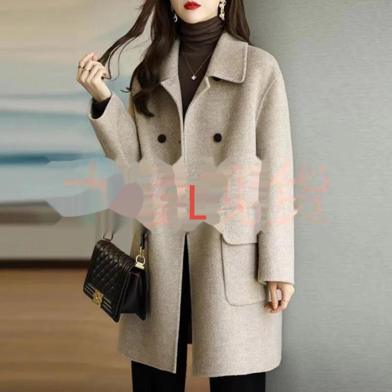 Women's Slim Fit Wool Coat - Coffee Color, Thickened Korean Style for Autumn/Winter 2025, Medium To Long Length