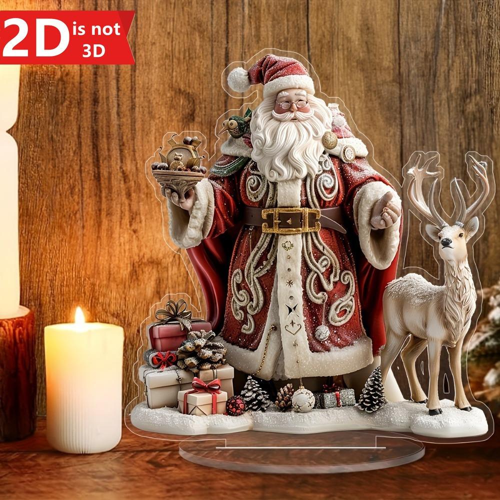 2D Bohemian Ice & Snow Santa Tabletop Decor. Creates a Rich Christmas Atmosphere for Desktop & Office.