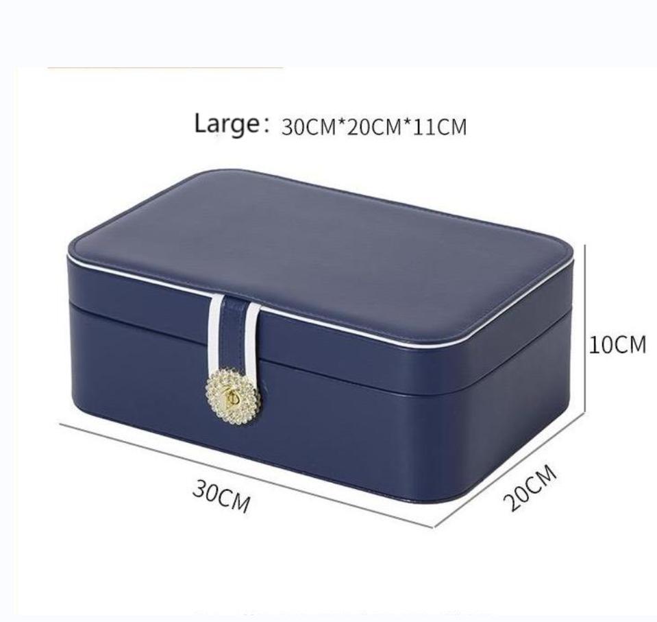 Dubbellagers Smyckeskrin Organizer Stor Kapacitet PU-läder Förvaring Ringbox Örhängen Örhängen Smyckesställ Smyckesförpackning