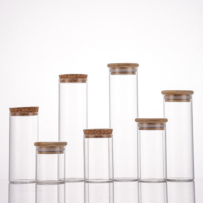 

53oz High Borosilicate Glass Bottle with Bamboo Lid for Flower Tea Display 53x60 Bamboo Lid 100ml; Clear