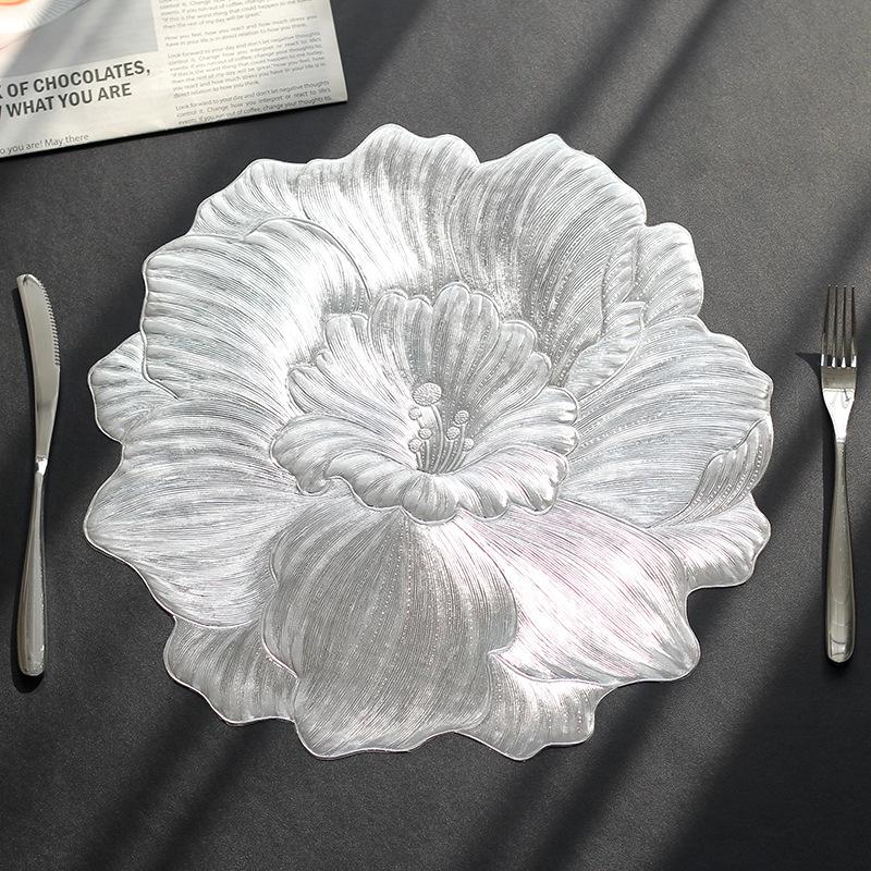 Lotus-Shaped Heat-Resistant and Washable Placemat Insulation PVC Place Mats Coasters Hotel Oil Proof Table Mats for Dining Table