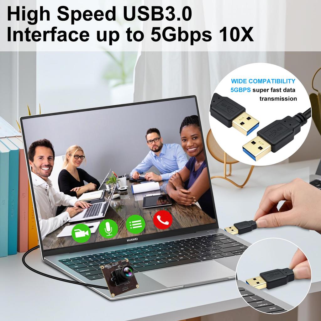 ELP 50fps USB Camera Low Light Camera with 1080P USB Motion Plug and Play for 3D Printers and Industrial Inspection Microscopes High-Speed Module,