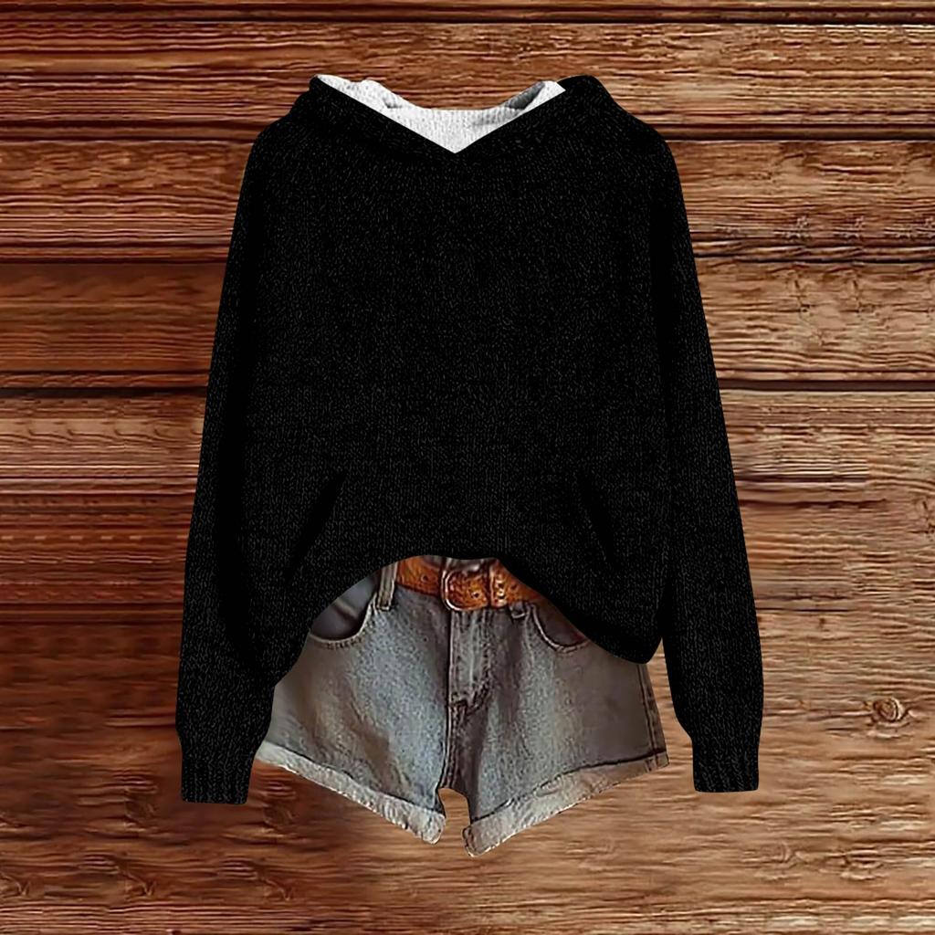 Dámské mikiny Pletený svetr Roztomilé tričko Podzimní pulovr Mikina s kapucí