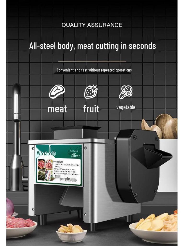 Electric Meat Slicer Shredder & Automatic Vegetable Cutter - Stainless Steel Household Grinder for Fresh Meat, Chicken Strips