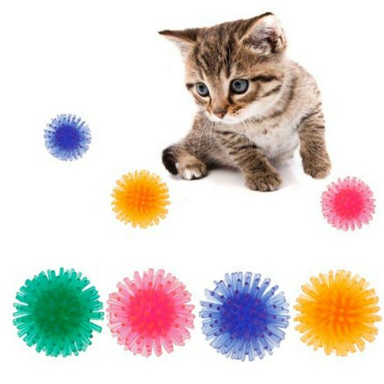 Colorful Spiky Ball Cat Toy - Interactive, Self-Entertainment, Teething Fun