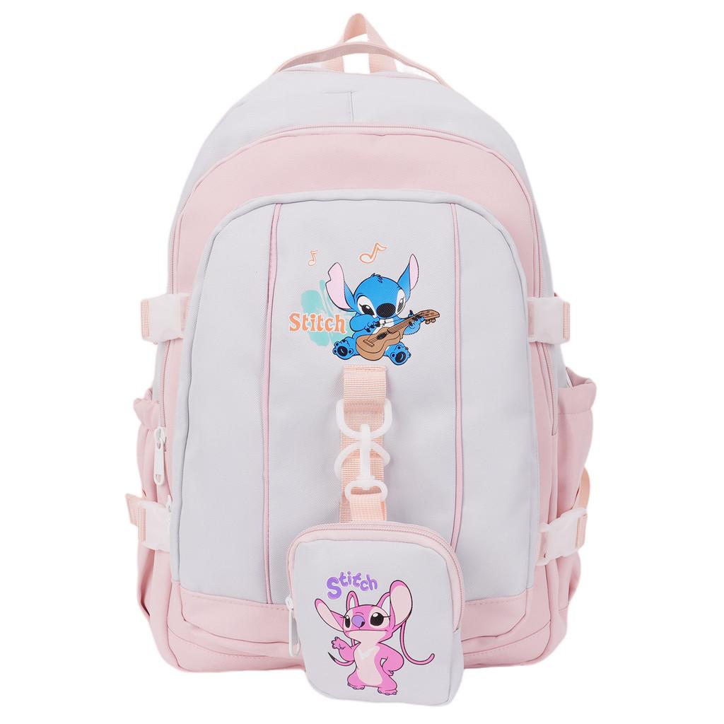 Stitch Pattern Angel School Backpack Anime Design Schoolbag Large Bag Capacity