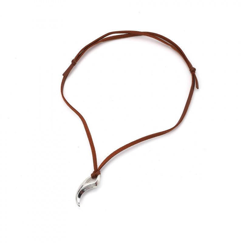Retro Fashion Party Accessory Adjustable Leather Cord Necklace With Viking Style Fang Pendant