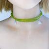 Adjustable Collarbone Chain Niche Green Glass Beaded Neckchain Stylish Necklace Jewelry Neckchain Charm for Women