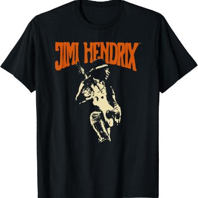 Jimi Hendrix T-Shirt, Men's Black Classic Fit Short Sleeve Cotton T-Shirt, Small