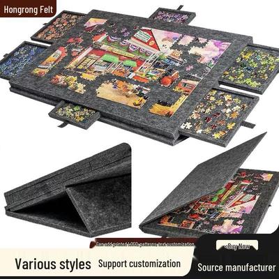 Children's Cross-Border Jigsaw Table - 1000-Piece Non-Woven Mat with 6 Drawers for Portable Puzzle Sorting