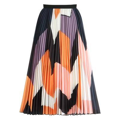 DX~~ Nowa, retro, cyfrowa spódnica damska z wysokim stanem, wąska plisowana spódnica midi w kształcie litery A