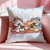 Character LLine Puppy Cushion Cover Breathable Linen Pillowcase Summer Odorless EcoFriendly Invisible Zipper Washable