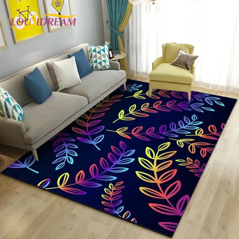 3D Mushroom Flower Plant Leaf Area Rug,Carpet Rug for Living Room Bedroom Sofa Doormat Decoration,Kitchen Non-slip Floor Mat